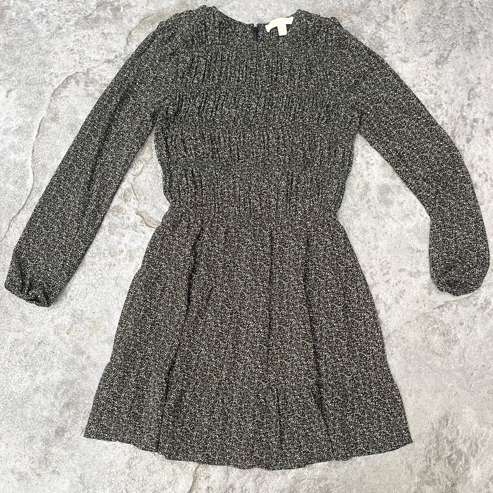 Michael Kors Green Flower Print Party Dress Floral